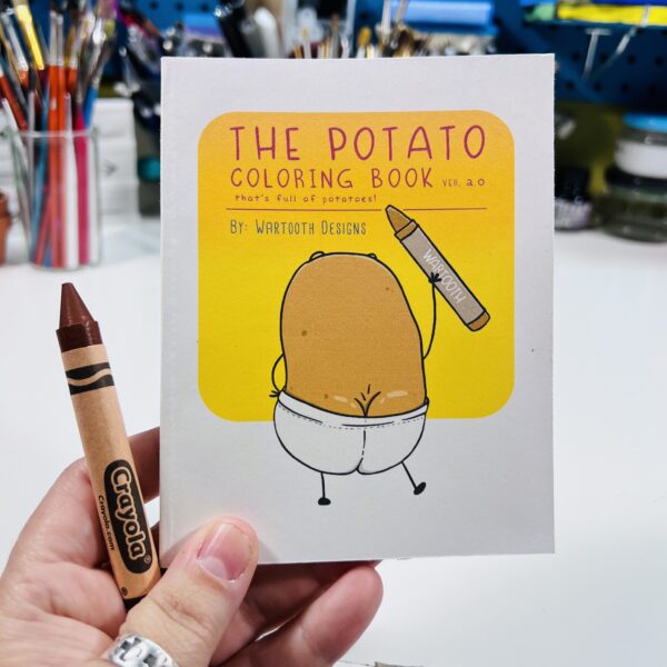 Potato Coloring Book with Giant Brown Crayon | Handmade