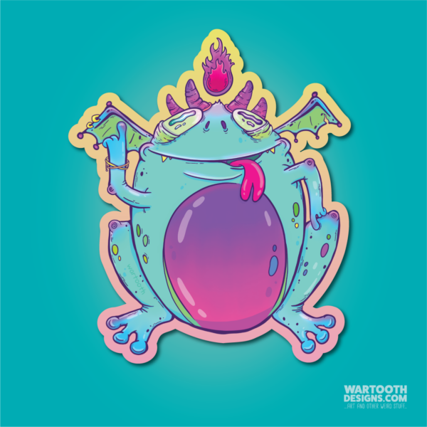 Neon Devil Frog | Sticker or Magnet