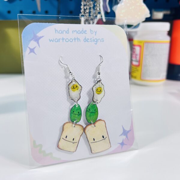 Avocado, Egg, and Toast Earrings